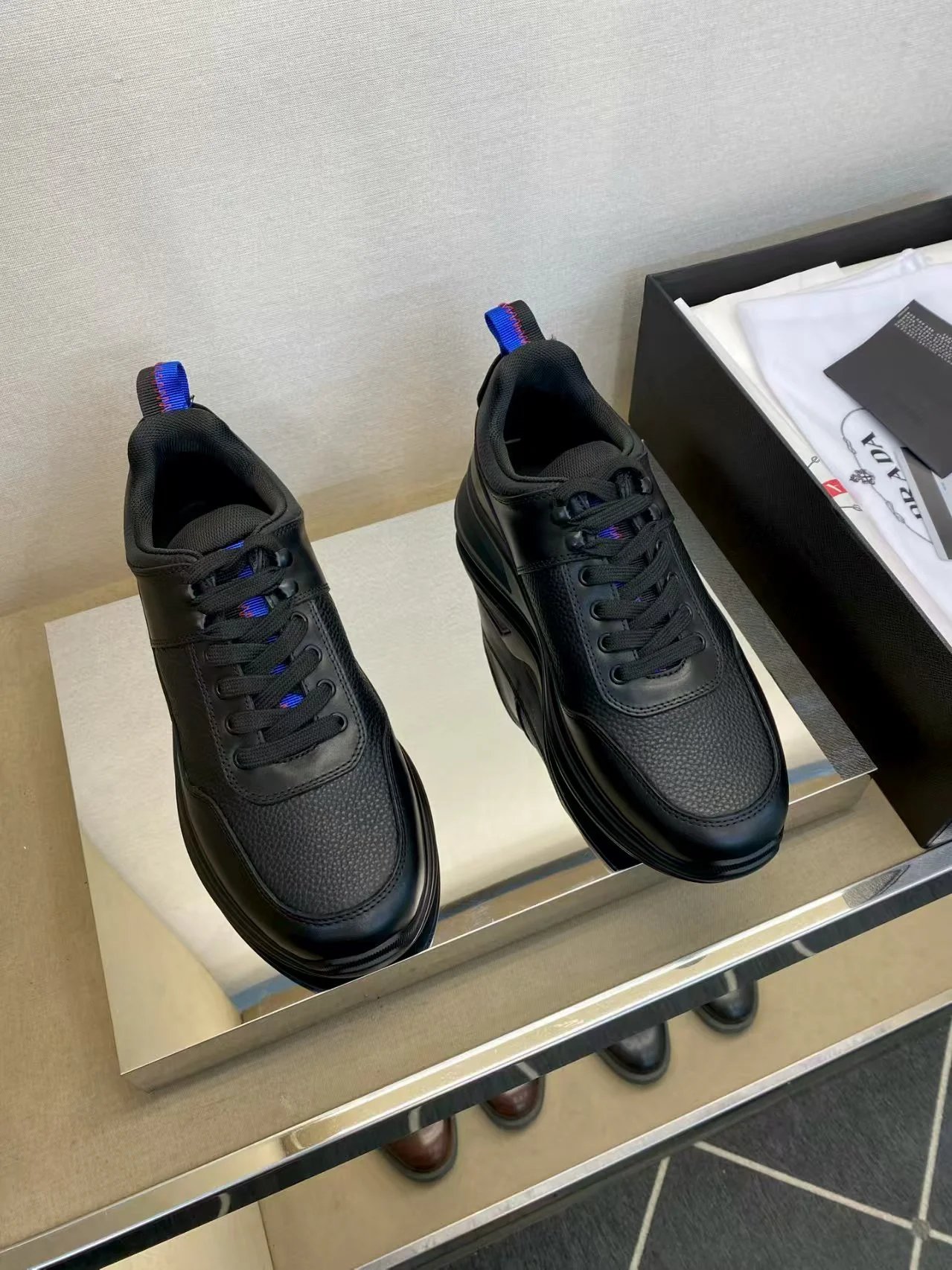 Prada Leather Chunky Runner Sneaker Black