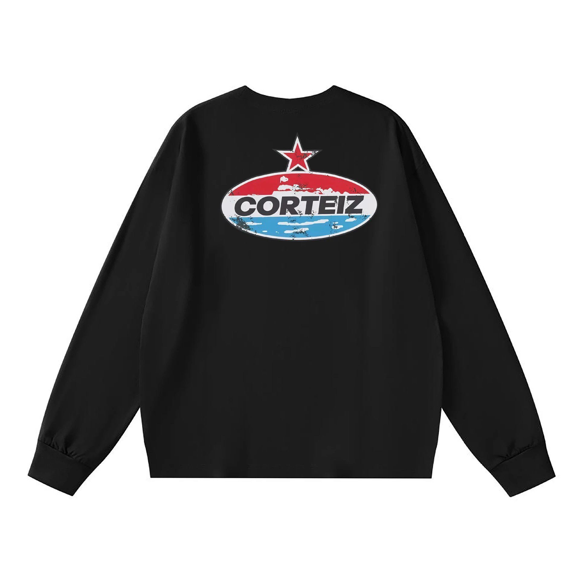 Corteiz Corteiz Long Sleeve T-Shirt - Black with Red and Blue Oval Logo Black