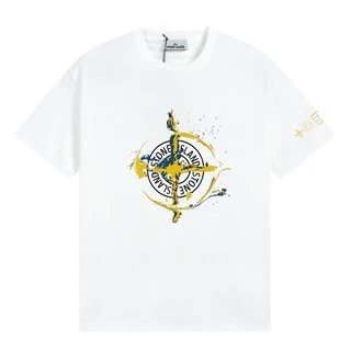 Stone Island Compass Paint Splatter T-Shirt White/Yellow