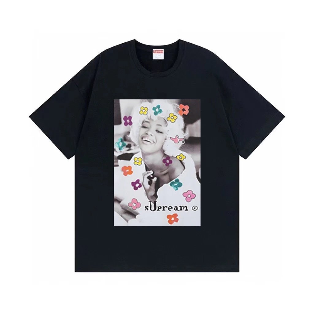 Supreme x Nate Lowman Flowers Tee Black
