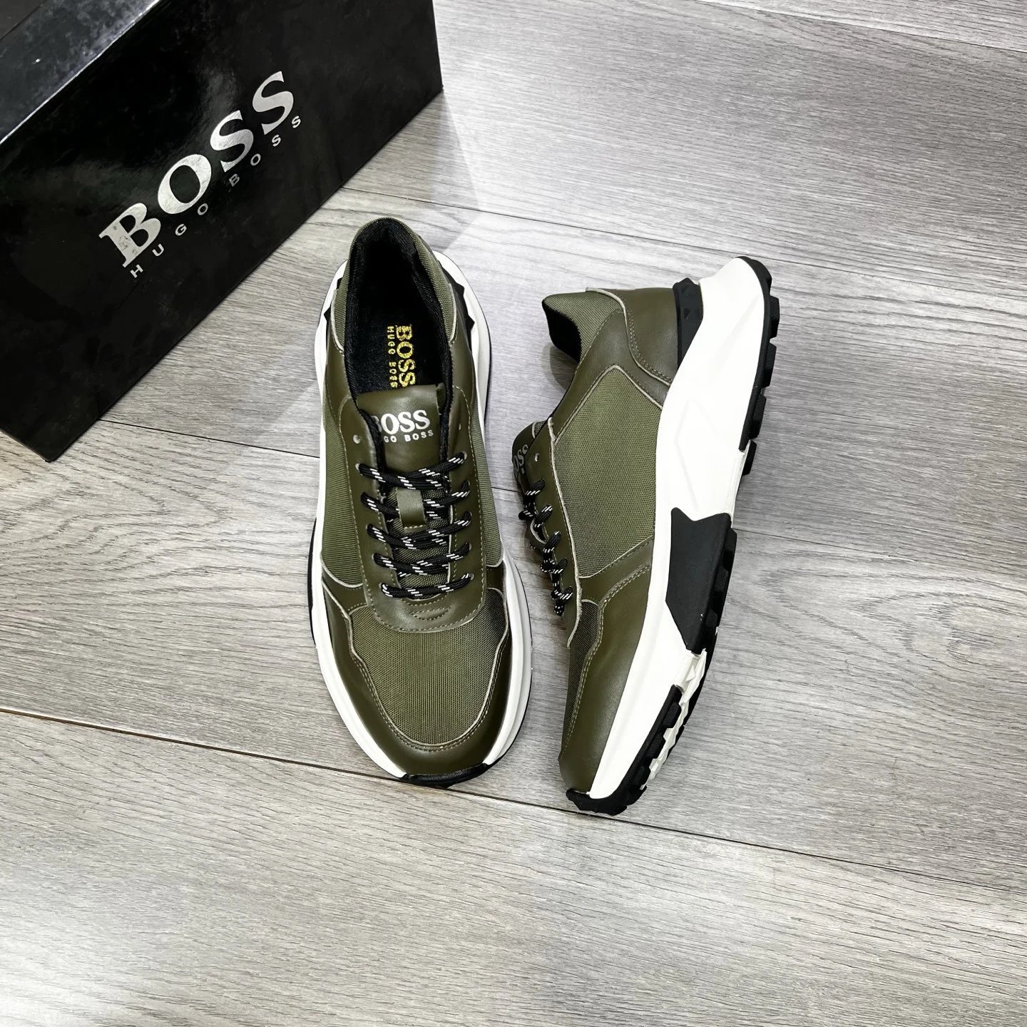 Hugo Boss Logo Print Sneakers Gray - 7