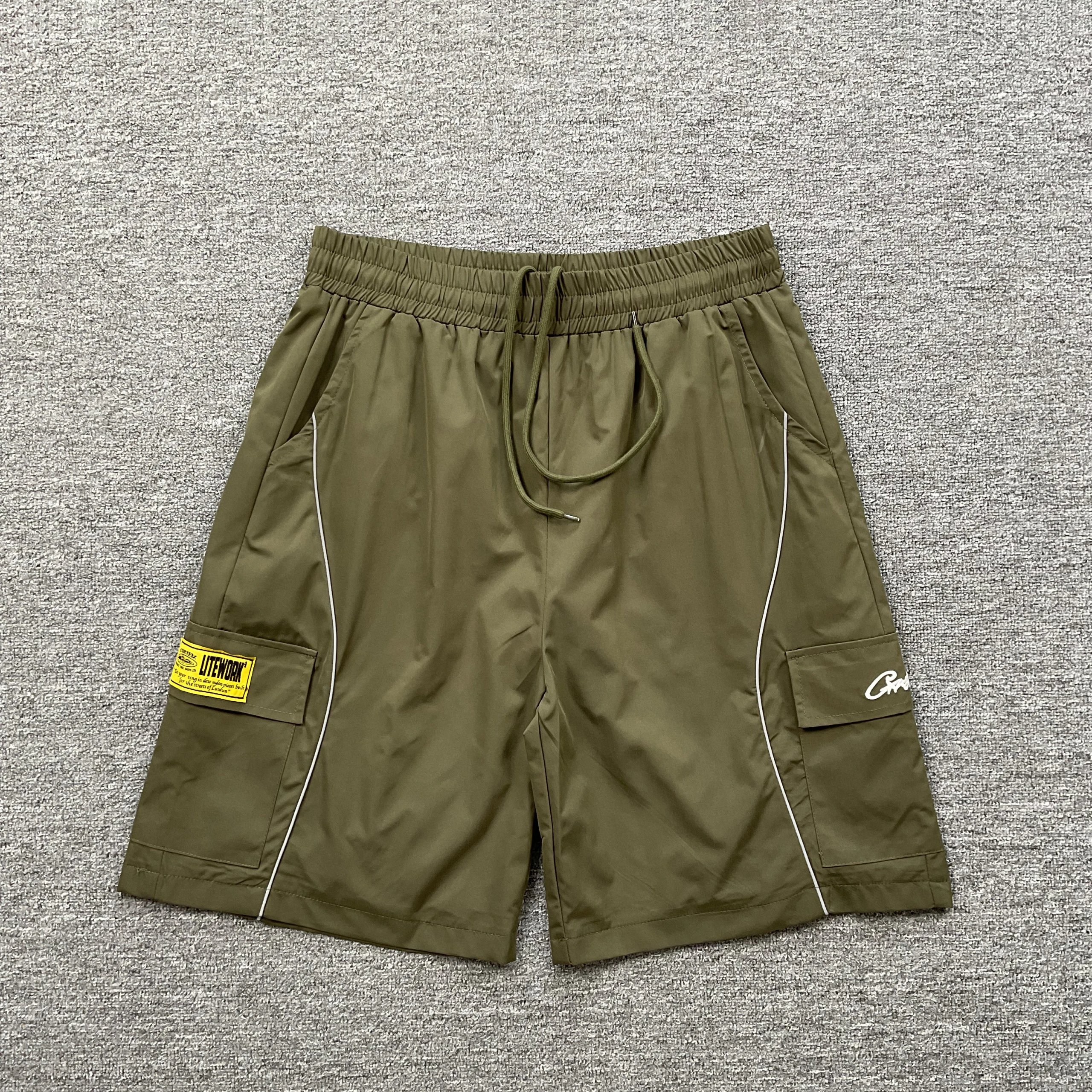 Unbranded Shorts Color-block drawstring with chenille letter-and-star patches — 6