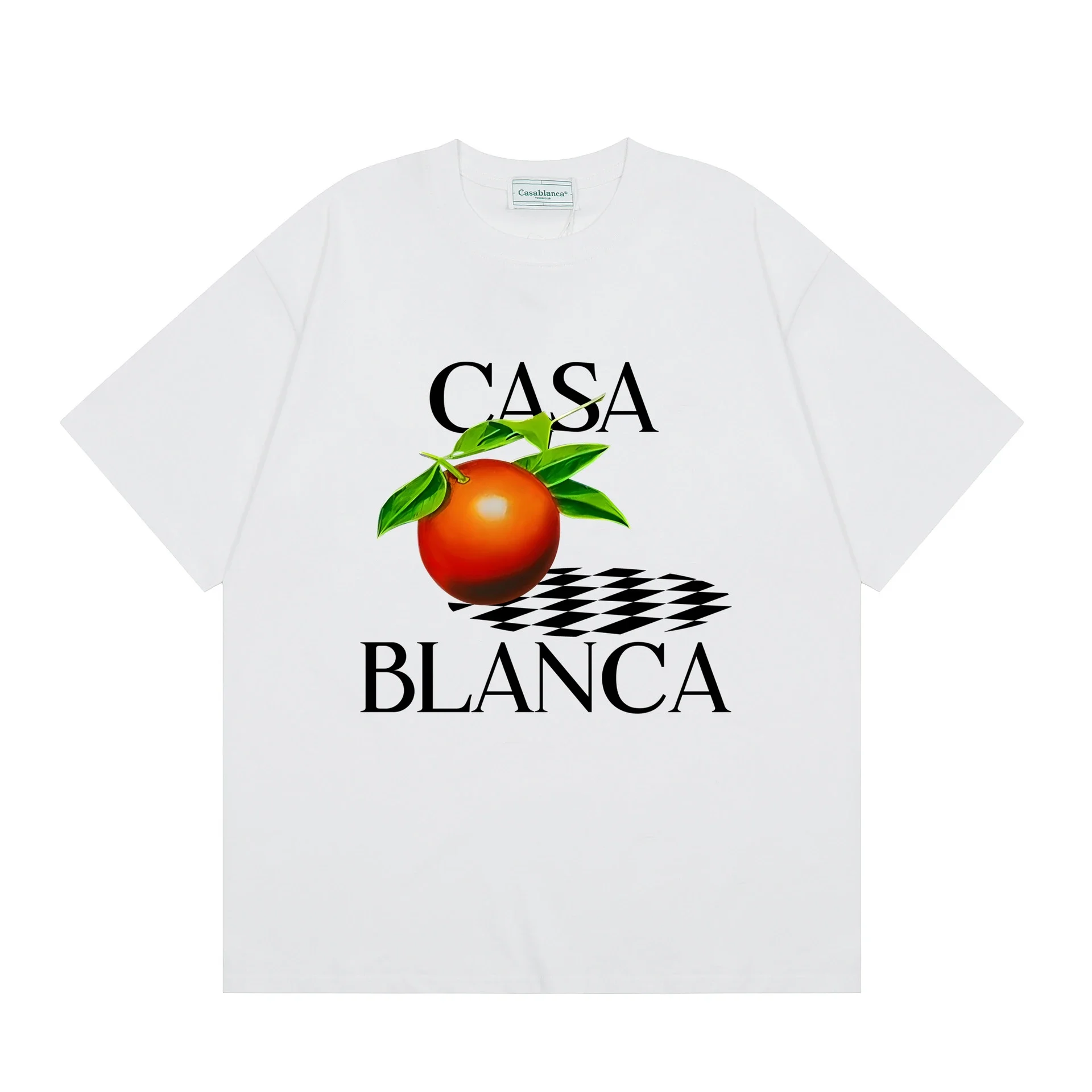 Casablanca Orange Checkerboard Short-Sleeve