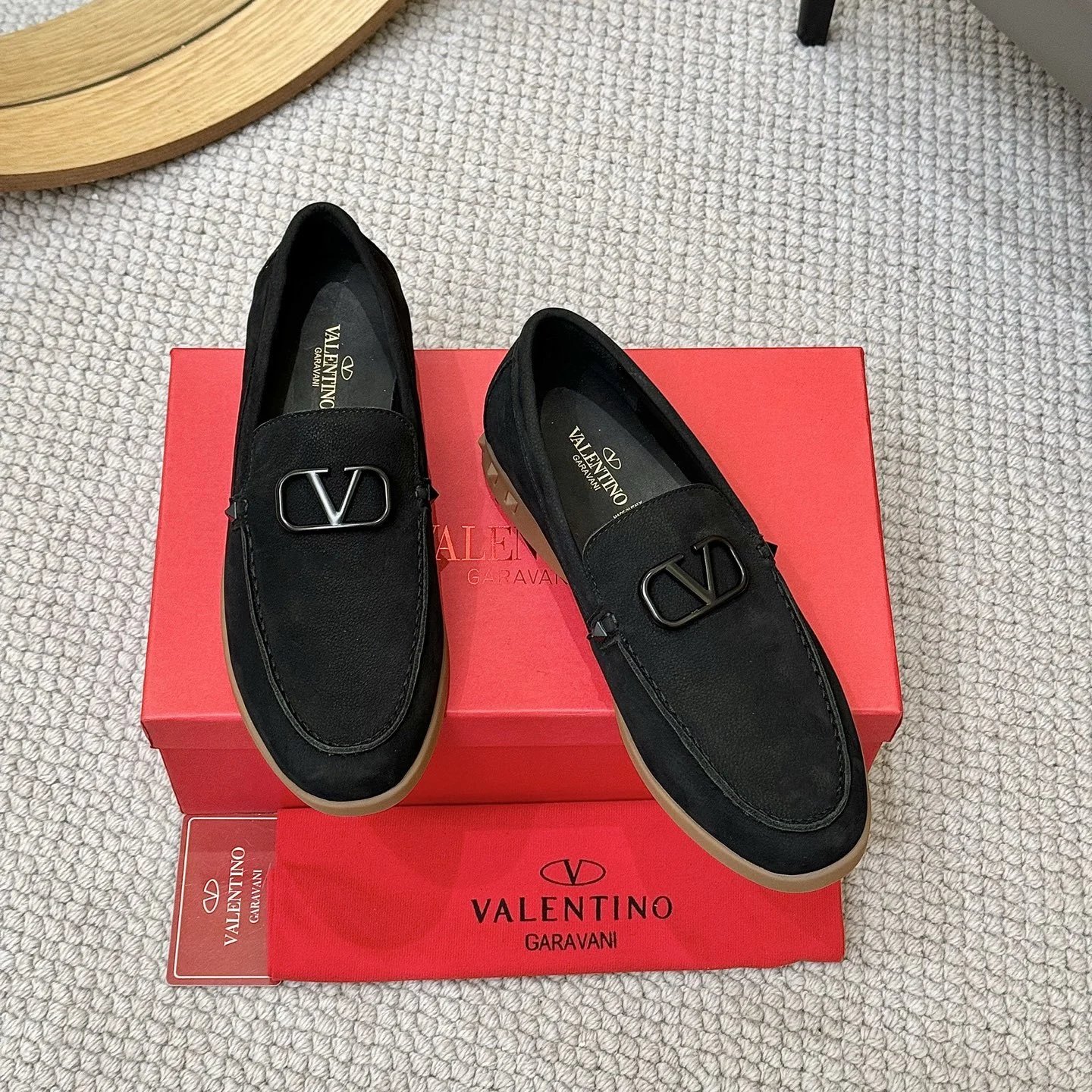Valentino Garavani VLogo Loafer Black Suede