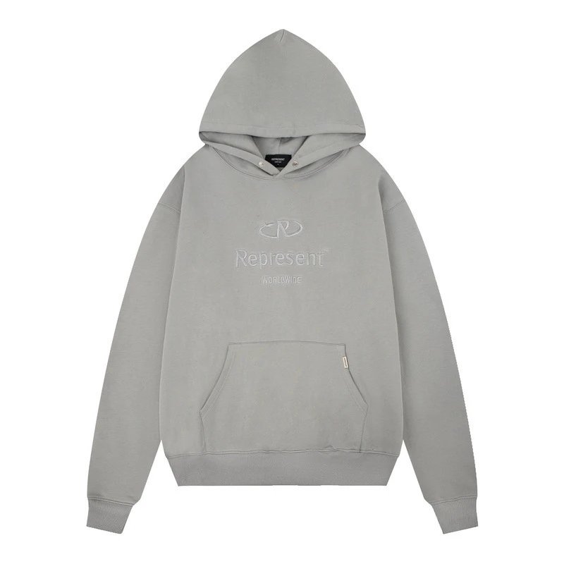 Represent Clo Worldwide Logo Hoodie Grey