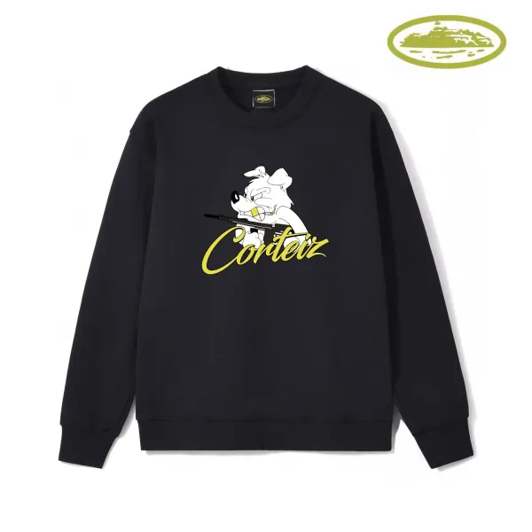 Corteiz Dog Print Black Hoodie - 1