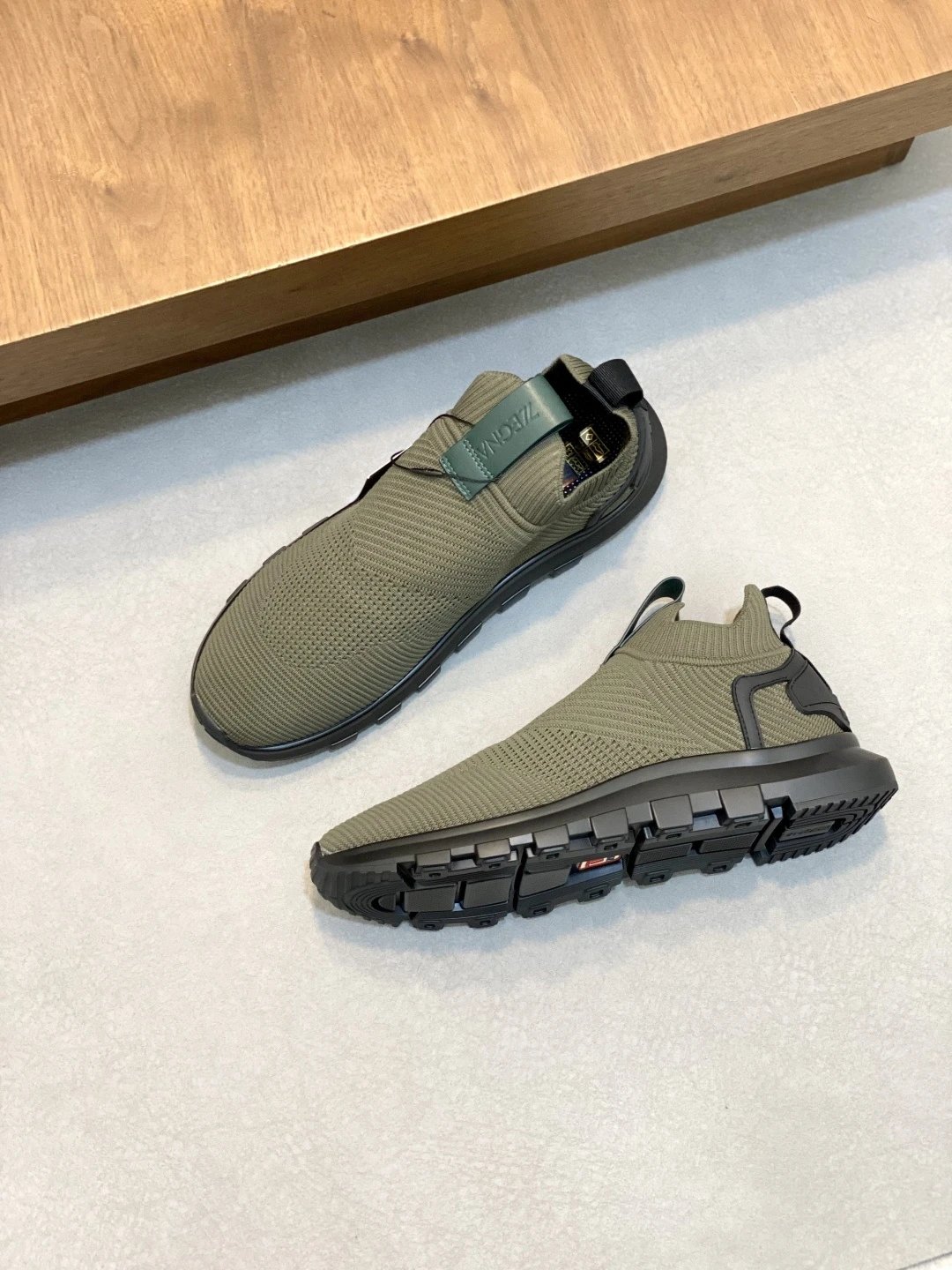 Zegna Knit Slip-On Black Sneakers - 9