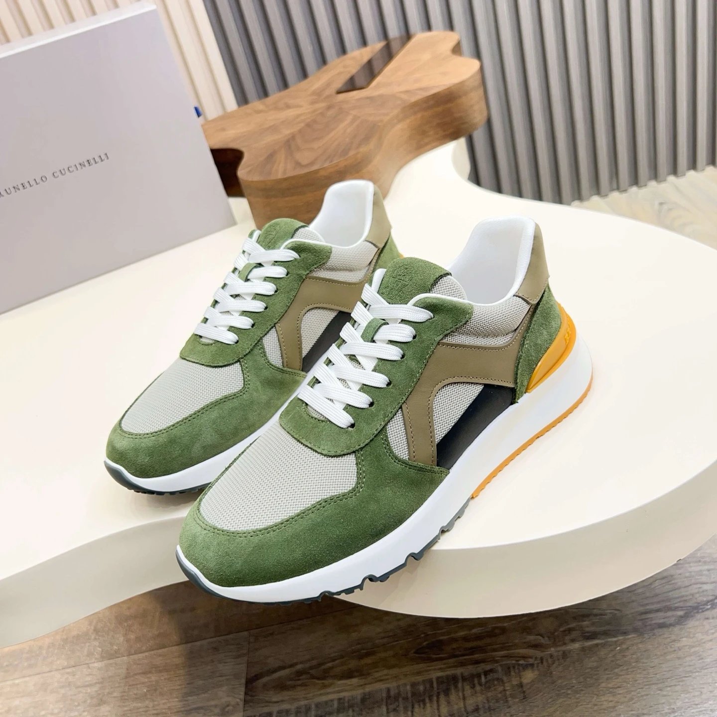 Brunello Cucinelli Runner Sneaker Green Yellow