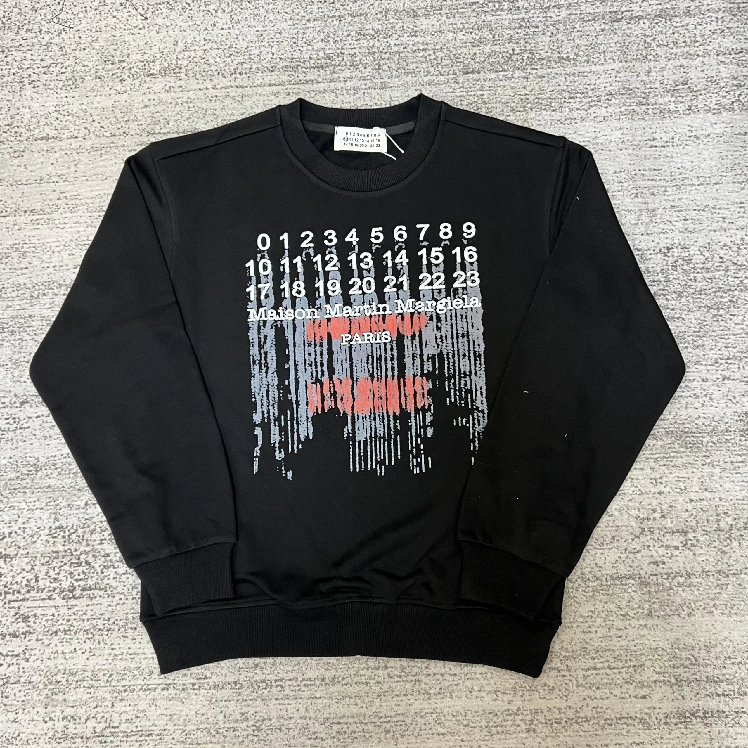 Supreme x Maison Margiela Number Grid Crewneck Black Hoodie - 38