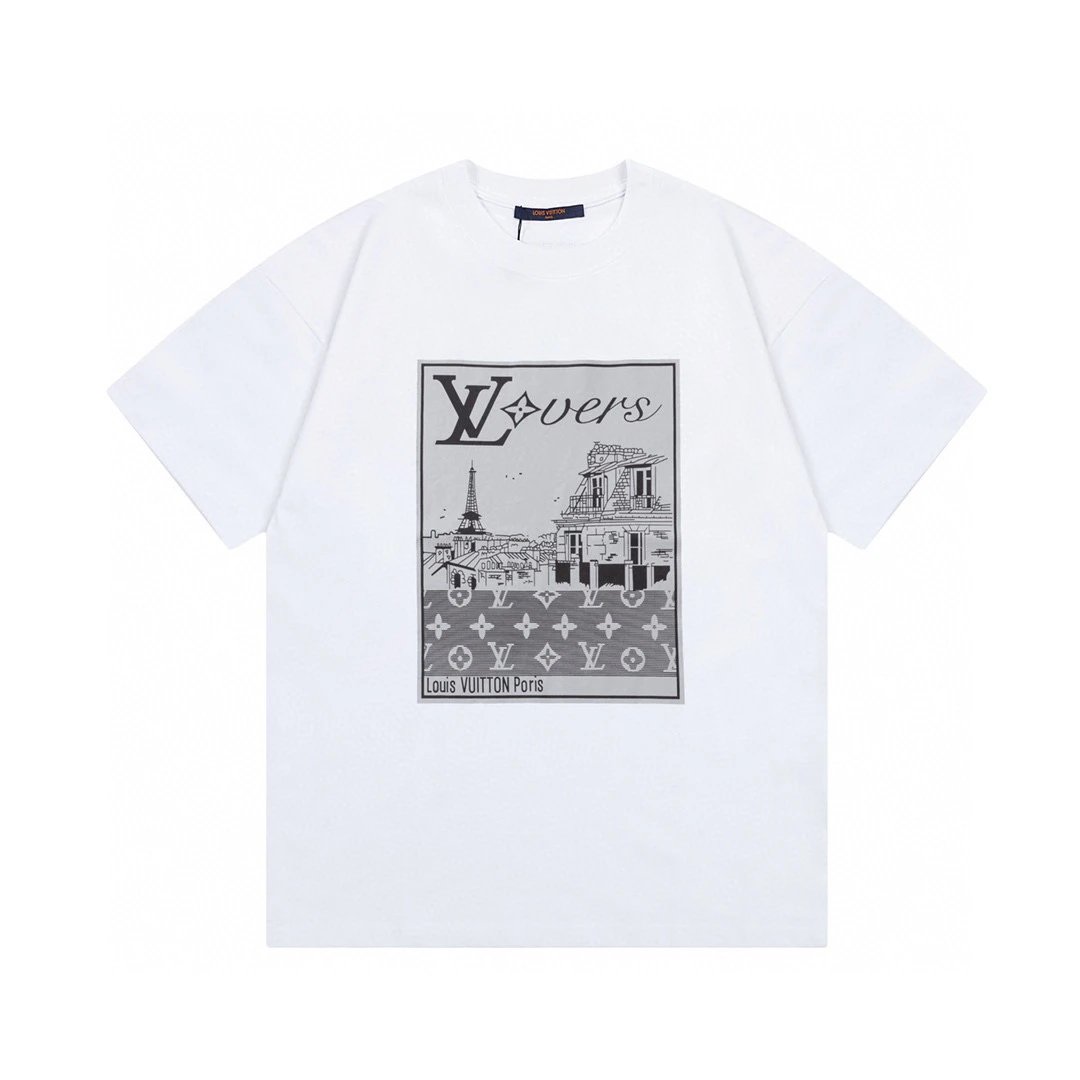 Louis Vuitton LV Lovers Paris Print Tee White