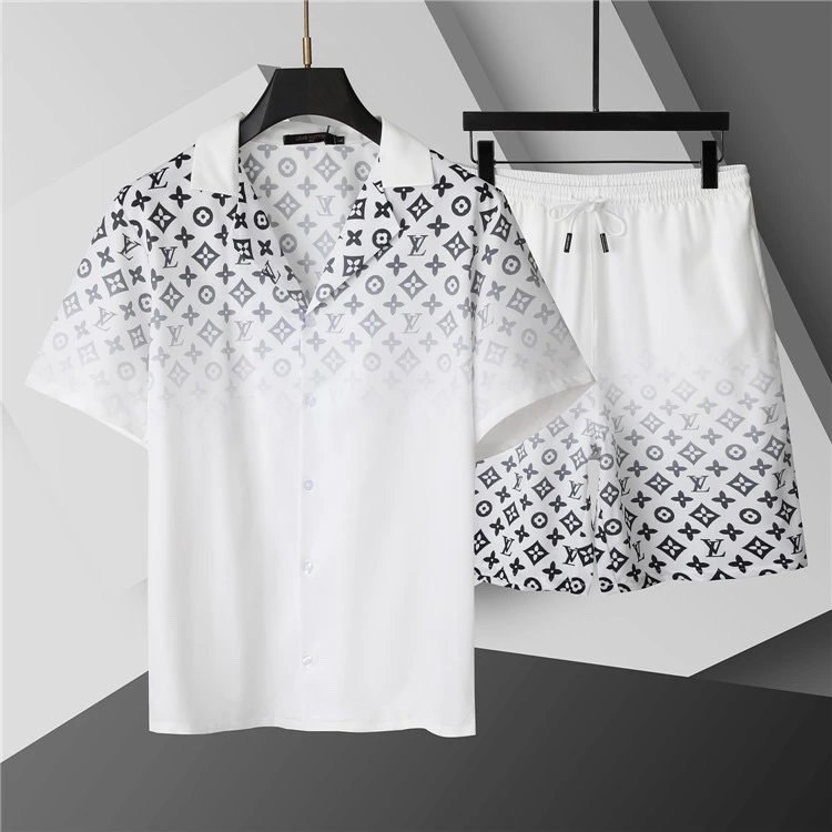 Louis Vuitton Monogram Gradient Short Set White Black