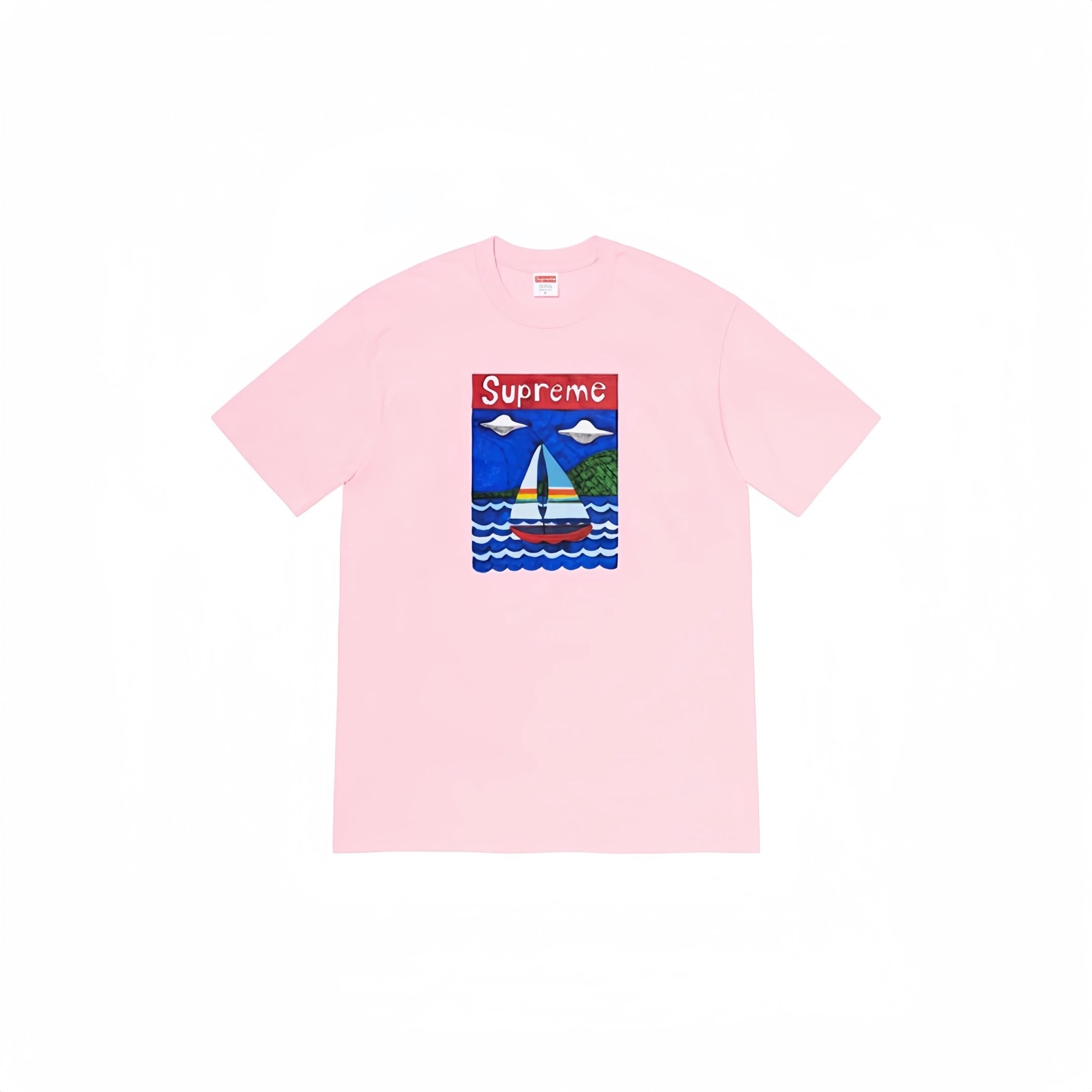 Supreme Sailboat Graphic Tee Light Pink Cotton Short Sleeve