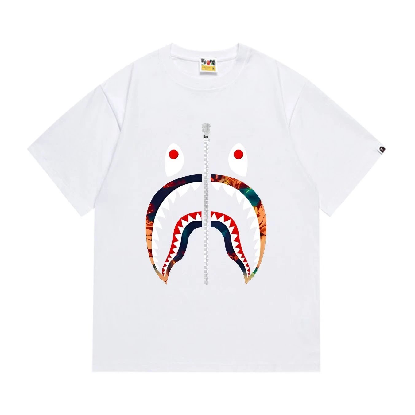 BAPE Shark Face Camo Zip Tee White