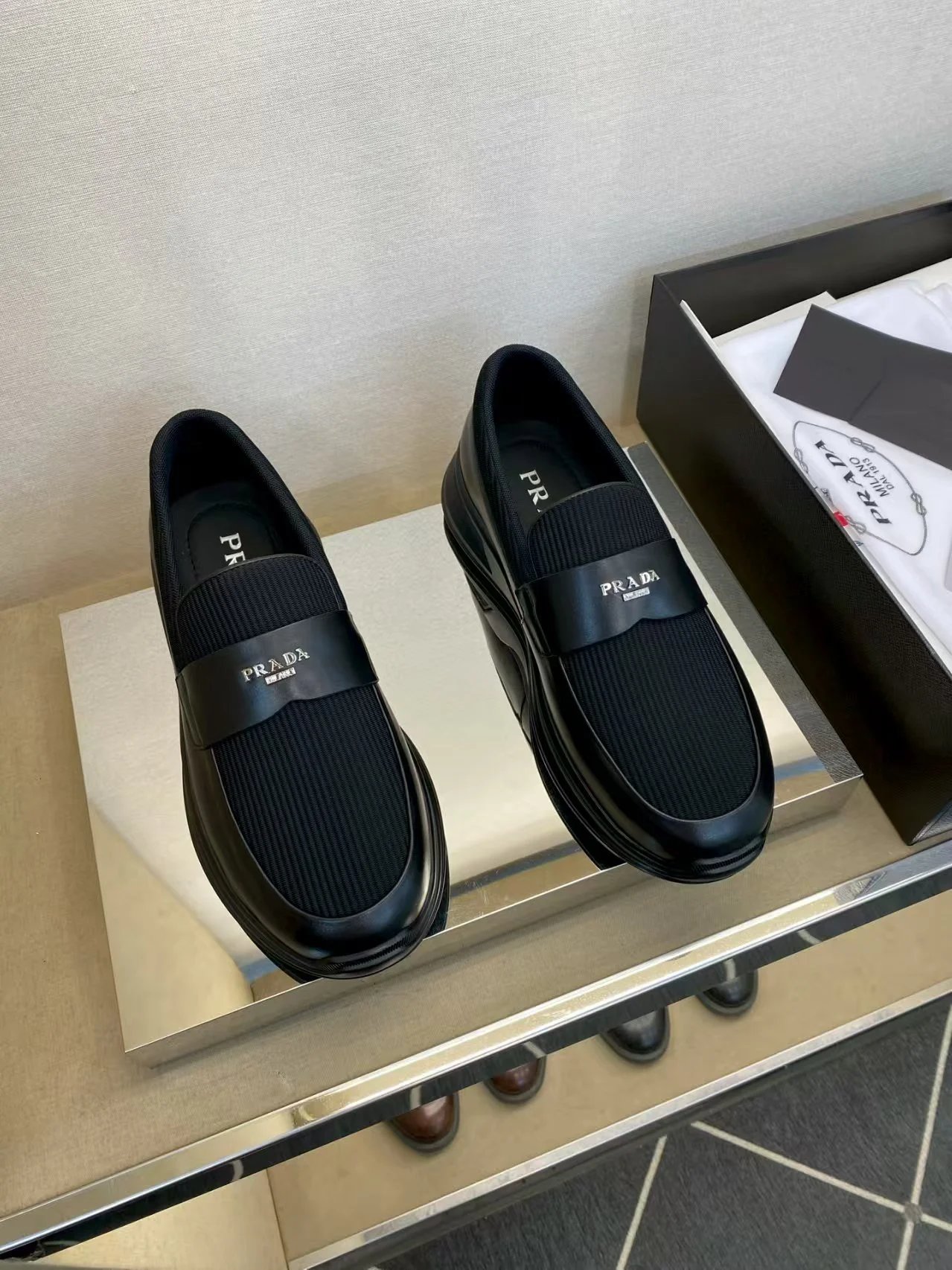 Prada Leather Slip On Loafer Black