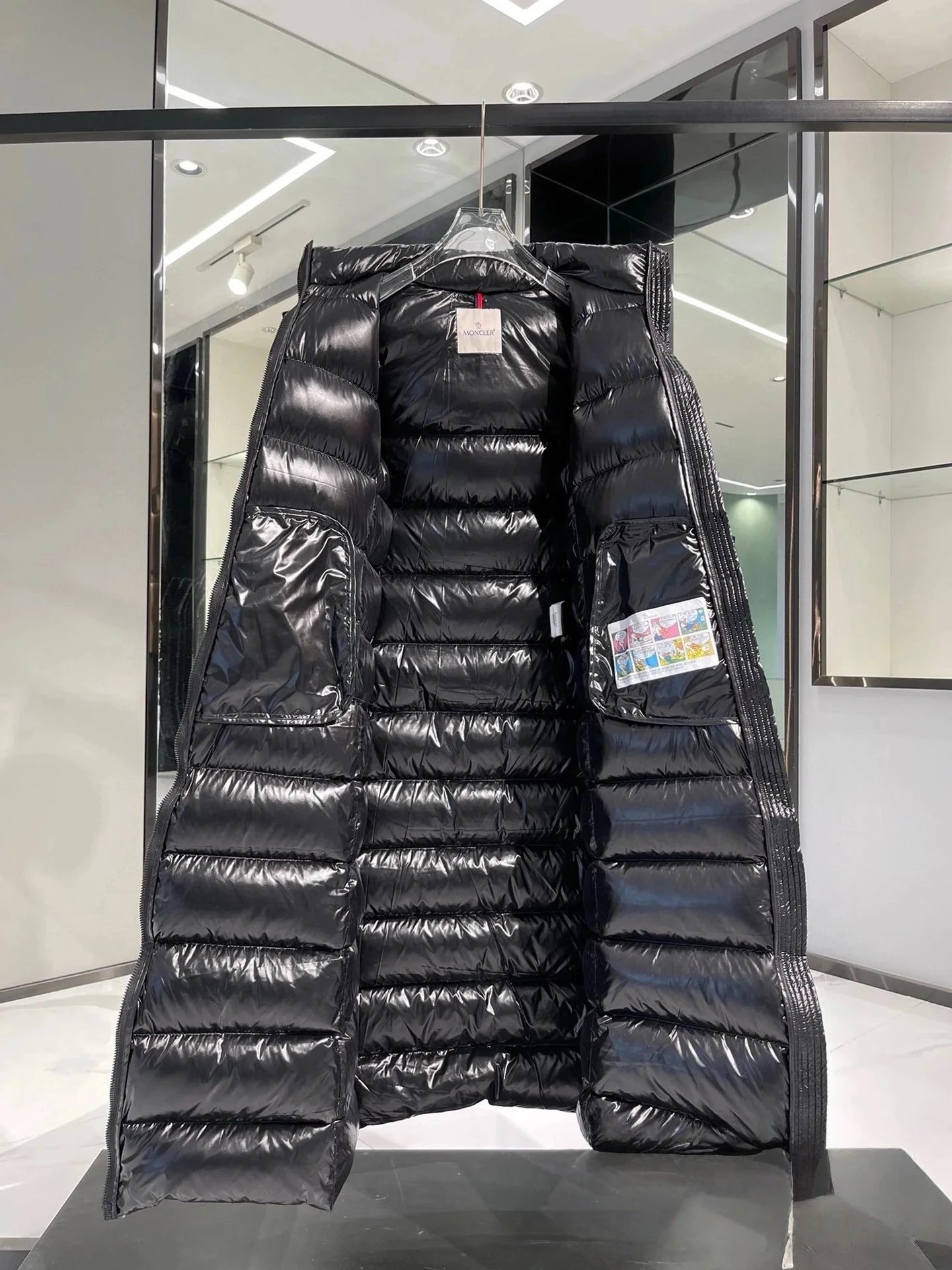 Moncler Maya Long Down Jacket Black with Fur Trim - 8