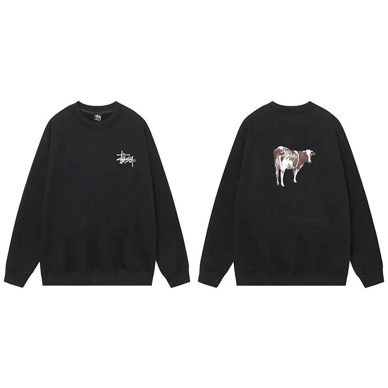 Stussy Cow Graphic Crewneck Sweatshirt Black