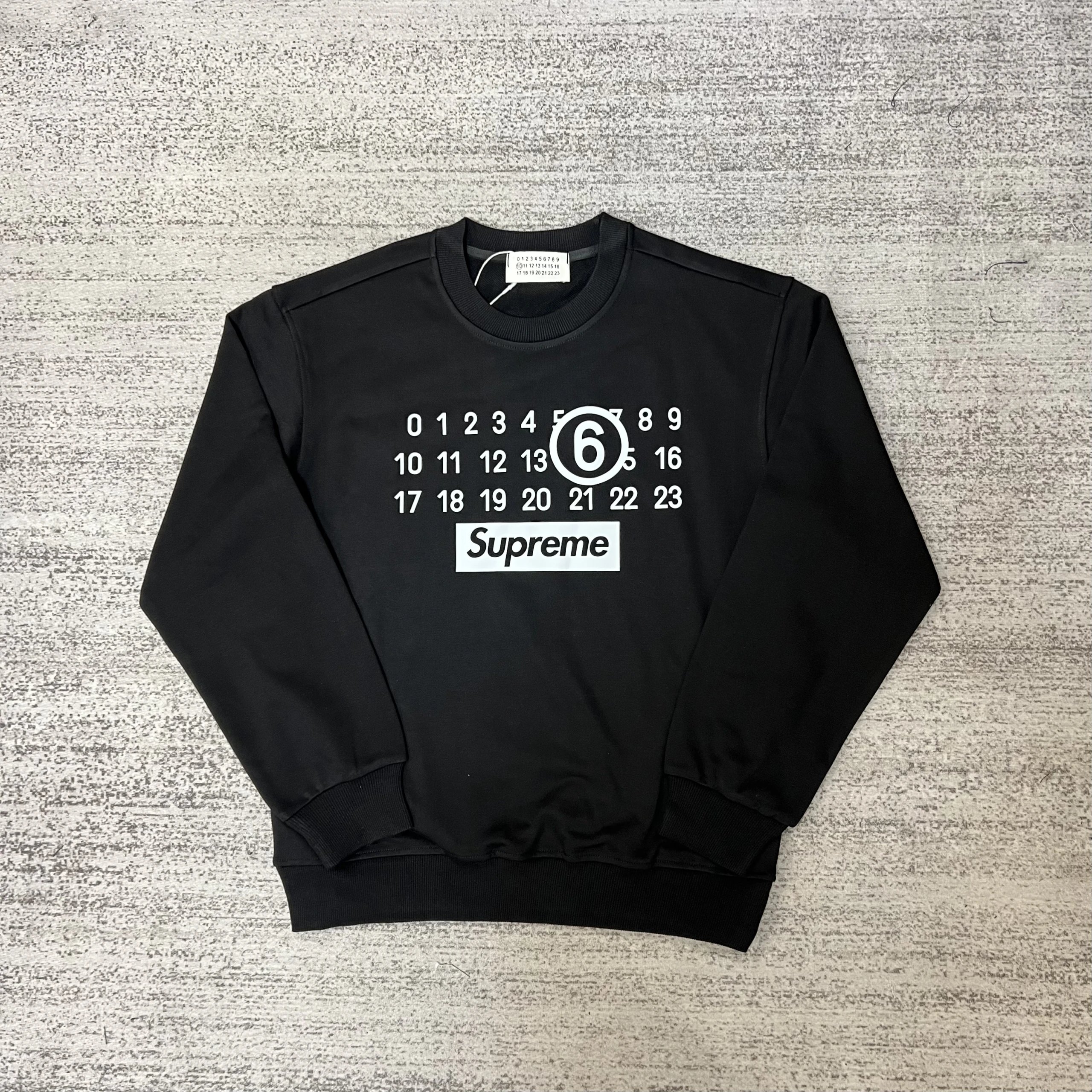 Supreme x Maison Margiela Number Grid Crewneck Black Hoodie - 30