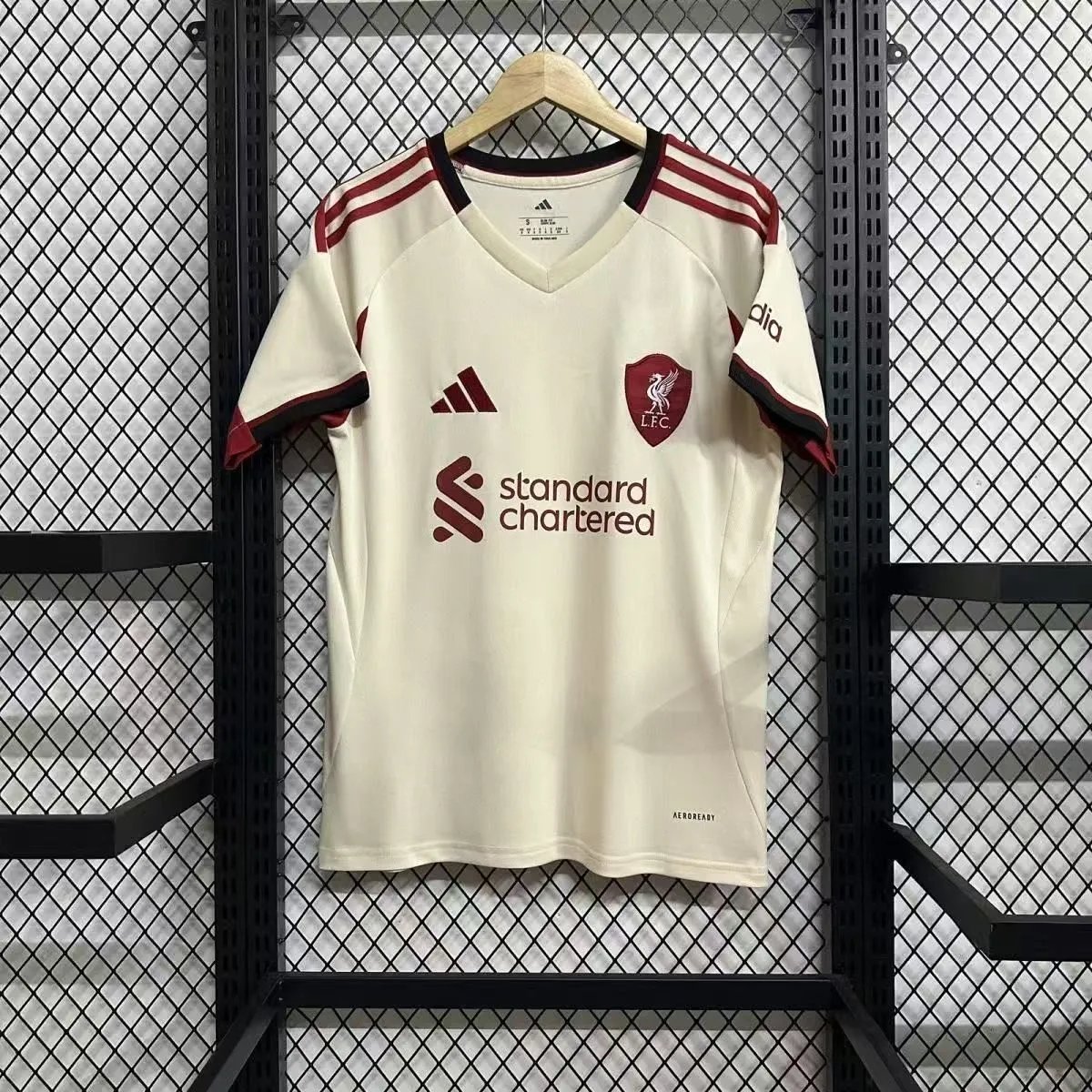 Liverpool Adidas 2025-26 Away Jersey Cream/Dark Red