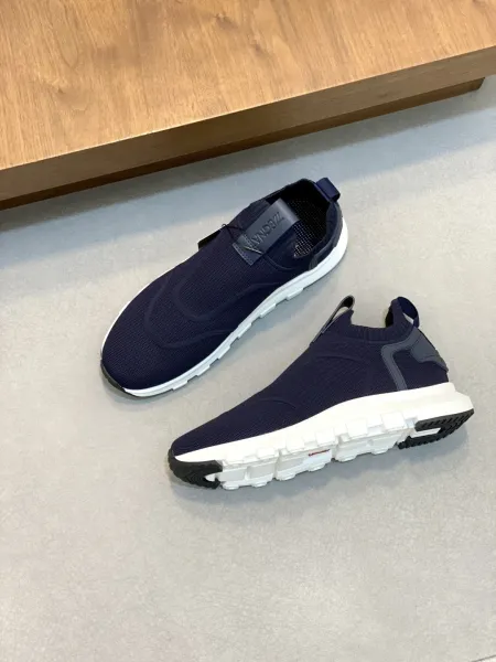 Zegna Knit Slip-On Sneakers Navy and White - 1