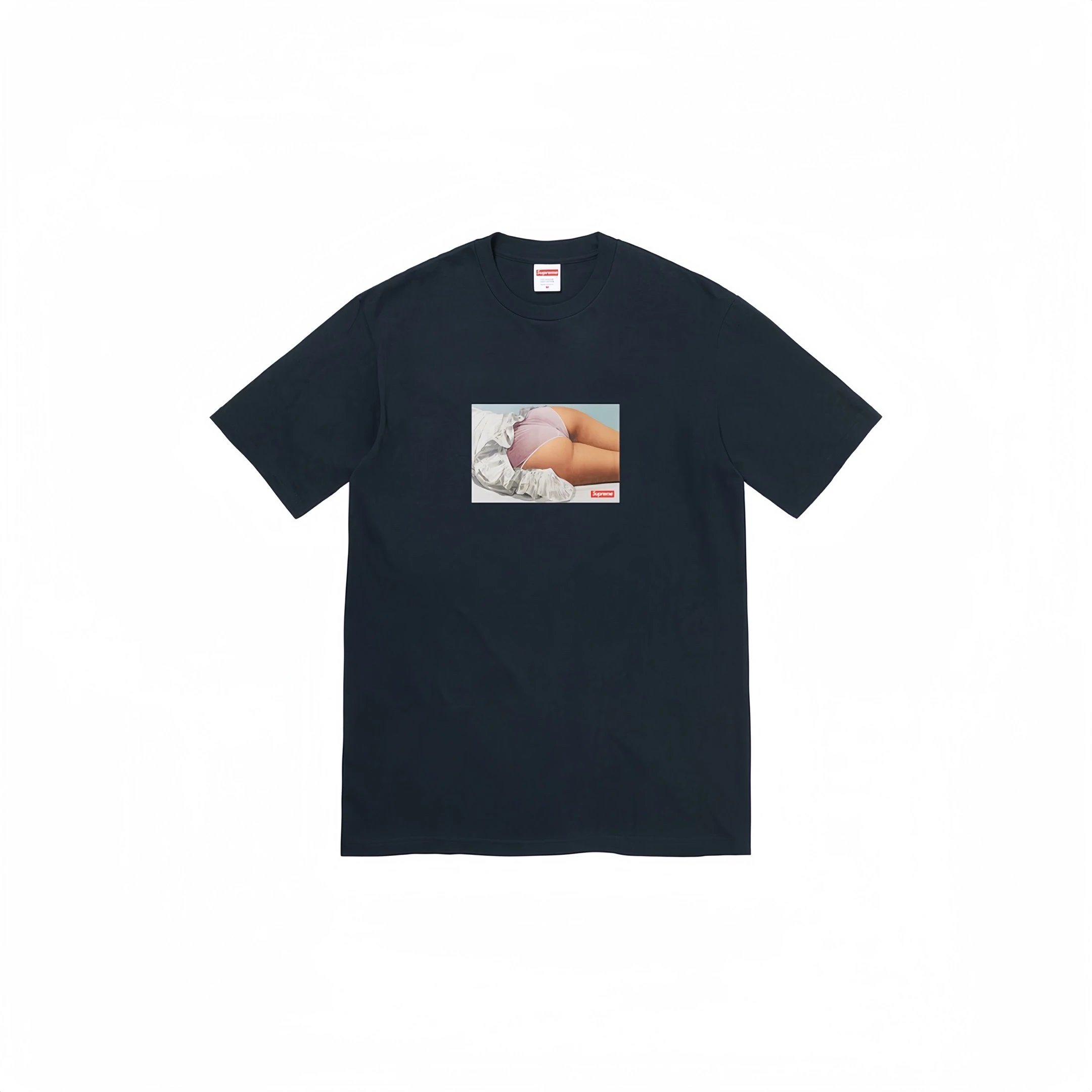 Supreme Bedroom Tee Navy Cotton Short Sleeve T-Shirt with Photo Graphic