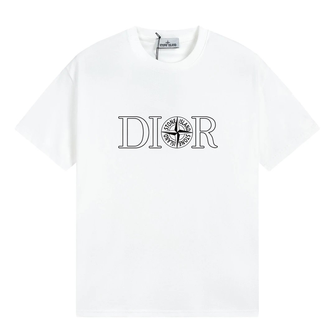 Stone Island x Dior Collab Logo Tee White