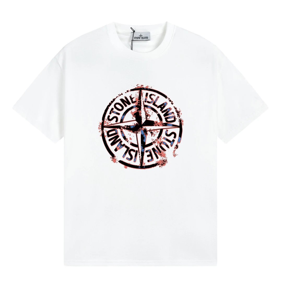 Stone Island Splatter Compass Tee White