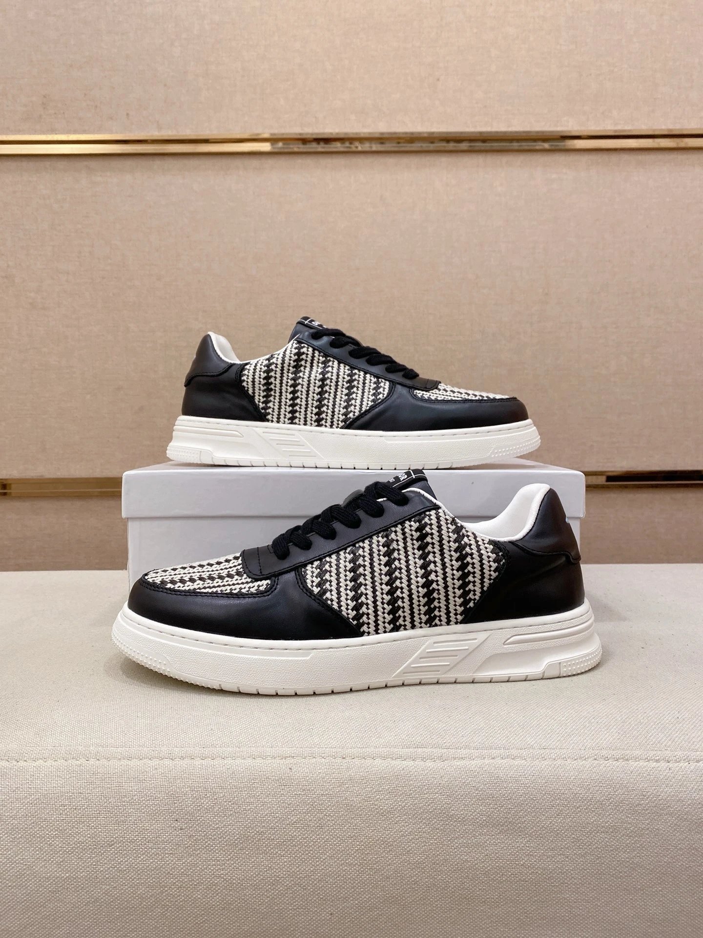 Etro Pegaso Woven Stripe Sneaker Black