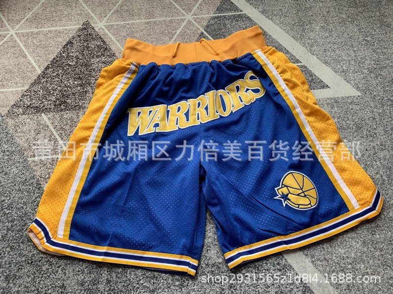 Just Don Golden State Warriors Basketball Shorts Blue Yellow