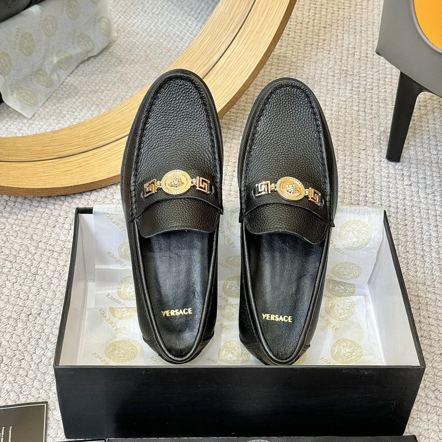 Versace Medusa Head Loafers Gray Leather Loafers - 2