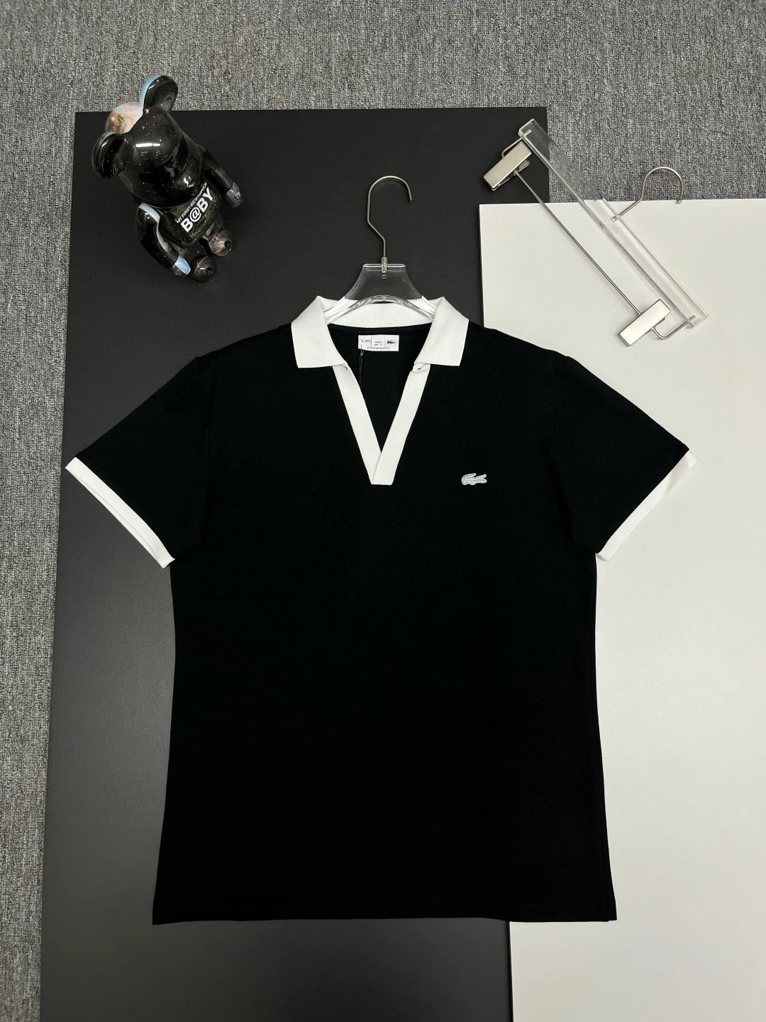 Lacoste V-Neck Collar Polo Shirt Black
