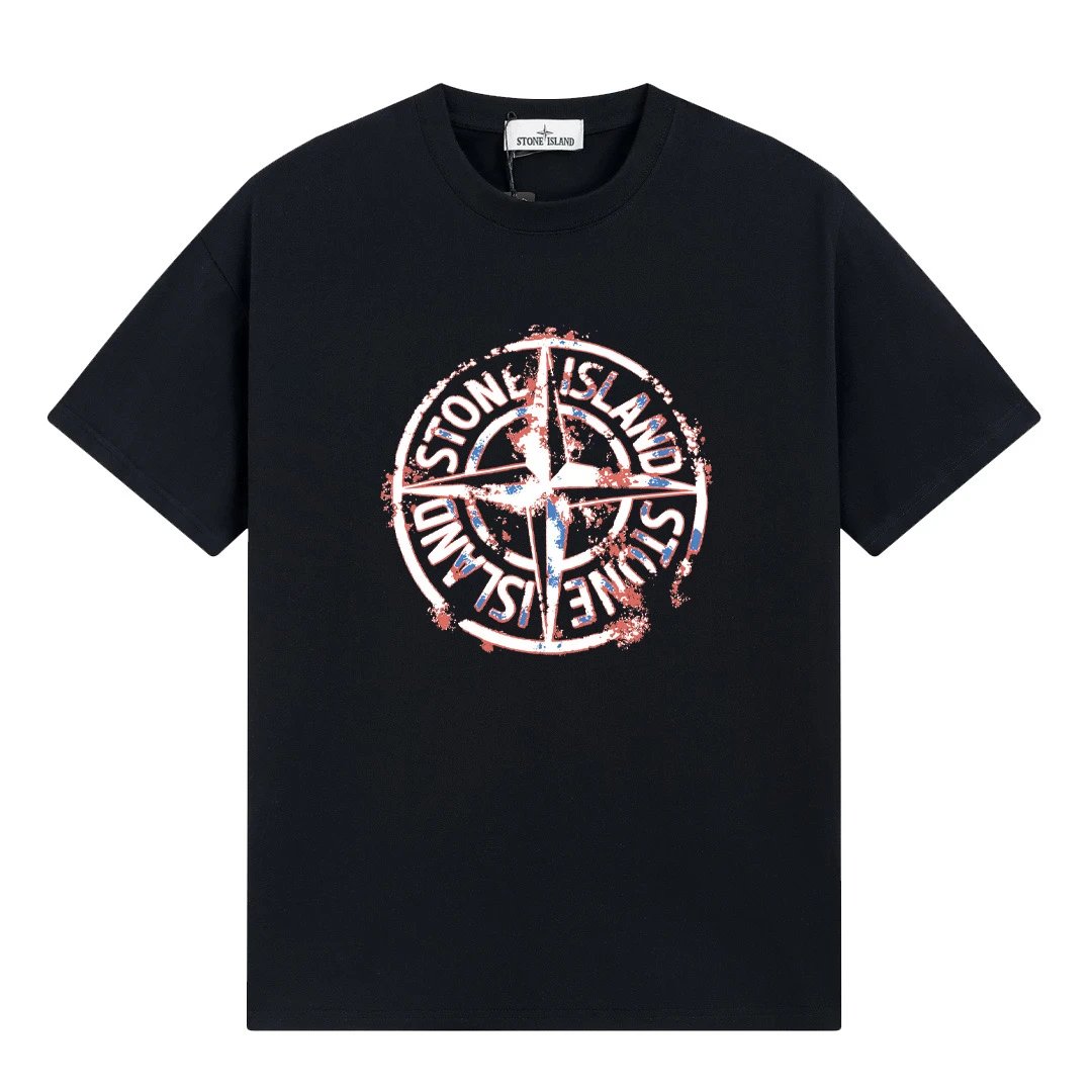 Stone Island Splatter Compass Tee Black