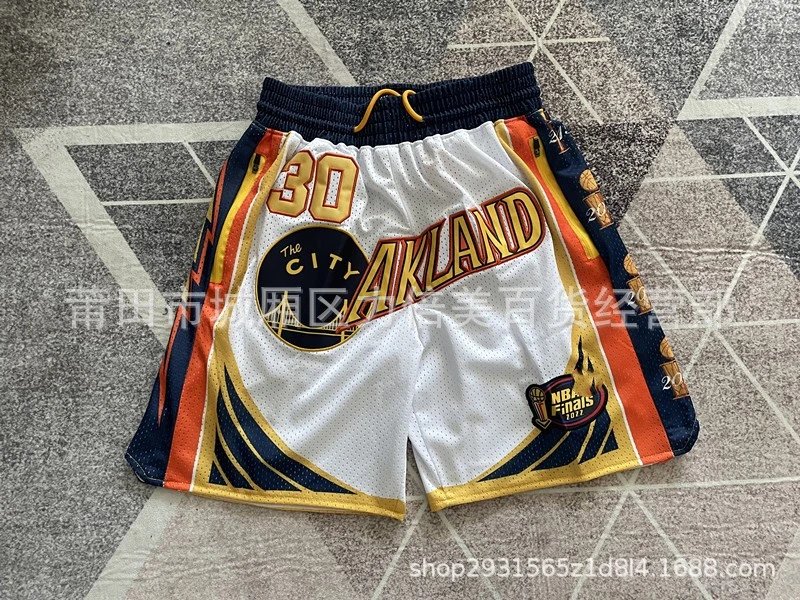 Just Don Golden State Warriors Oakland #30 Curry NBA Finals Shorts White