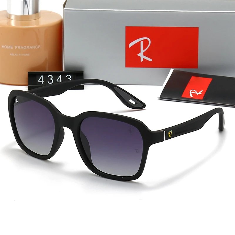 Ray-Ban RB4605 Double Bridge Square Sunglasses Navy Frame Grey Lens
