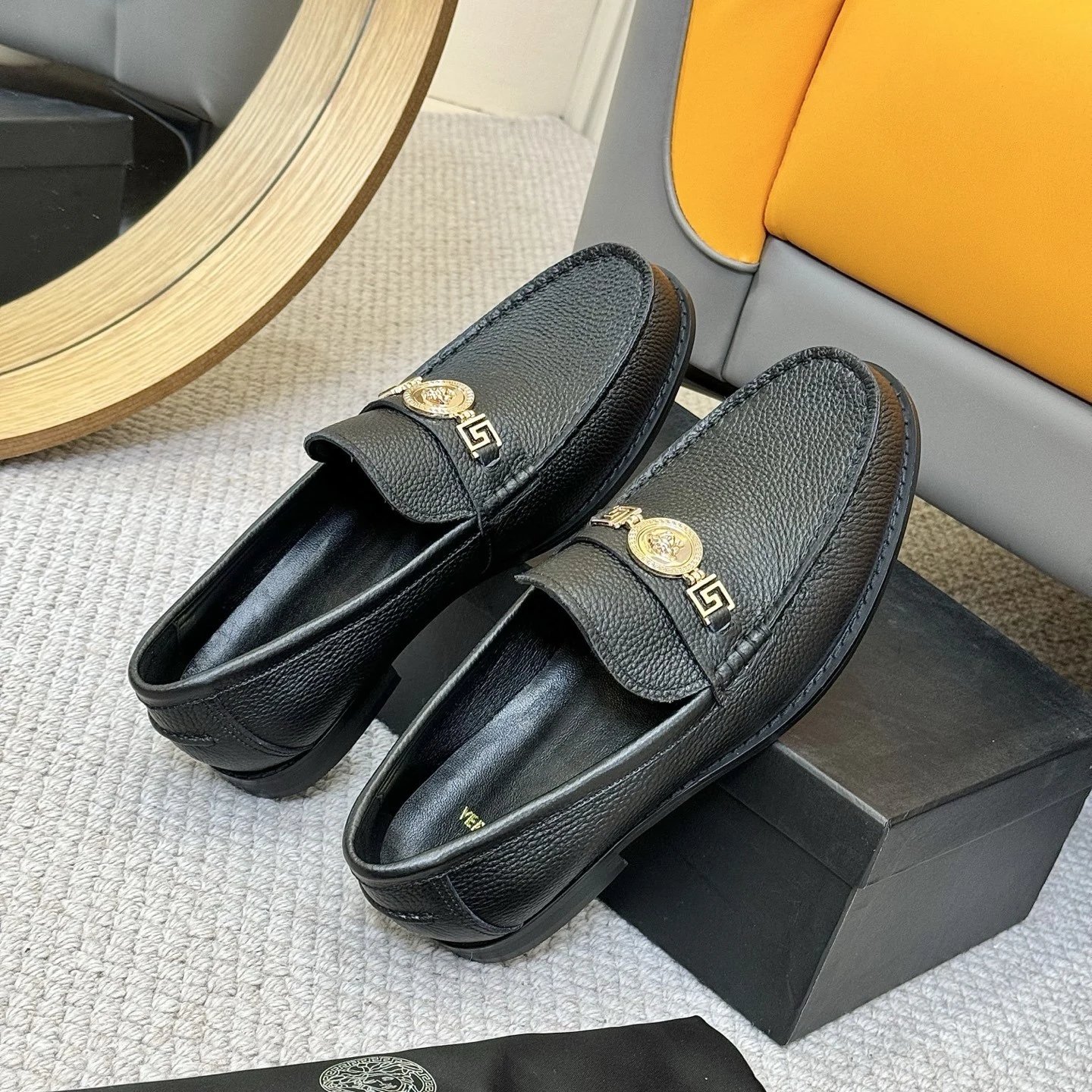 Versace Medusa Head Loafers Gray Leather Loafers - 4