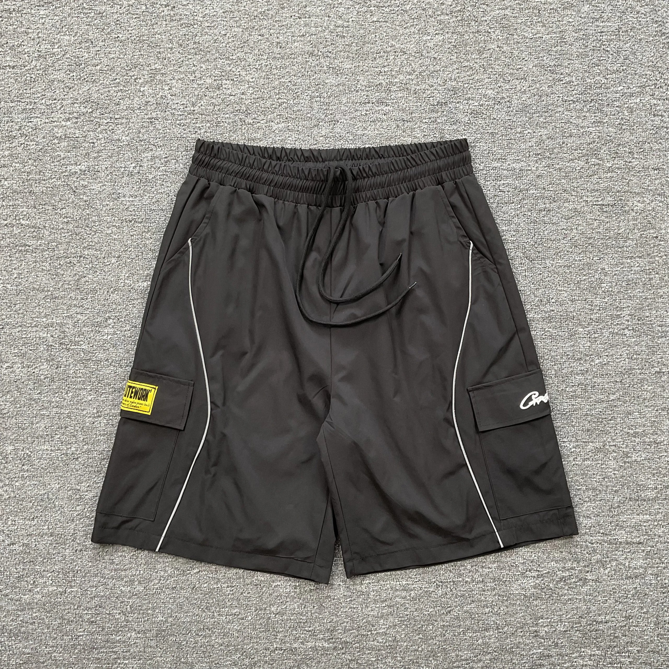 Unbranded Shorts Color-block drawstring with chenille letter-and-star patches image 7