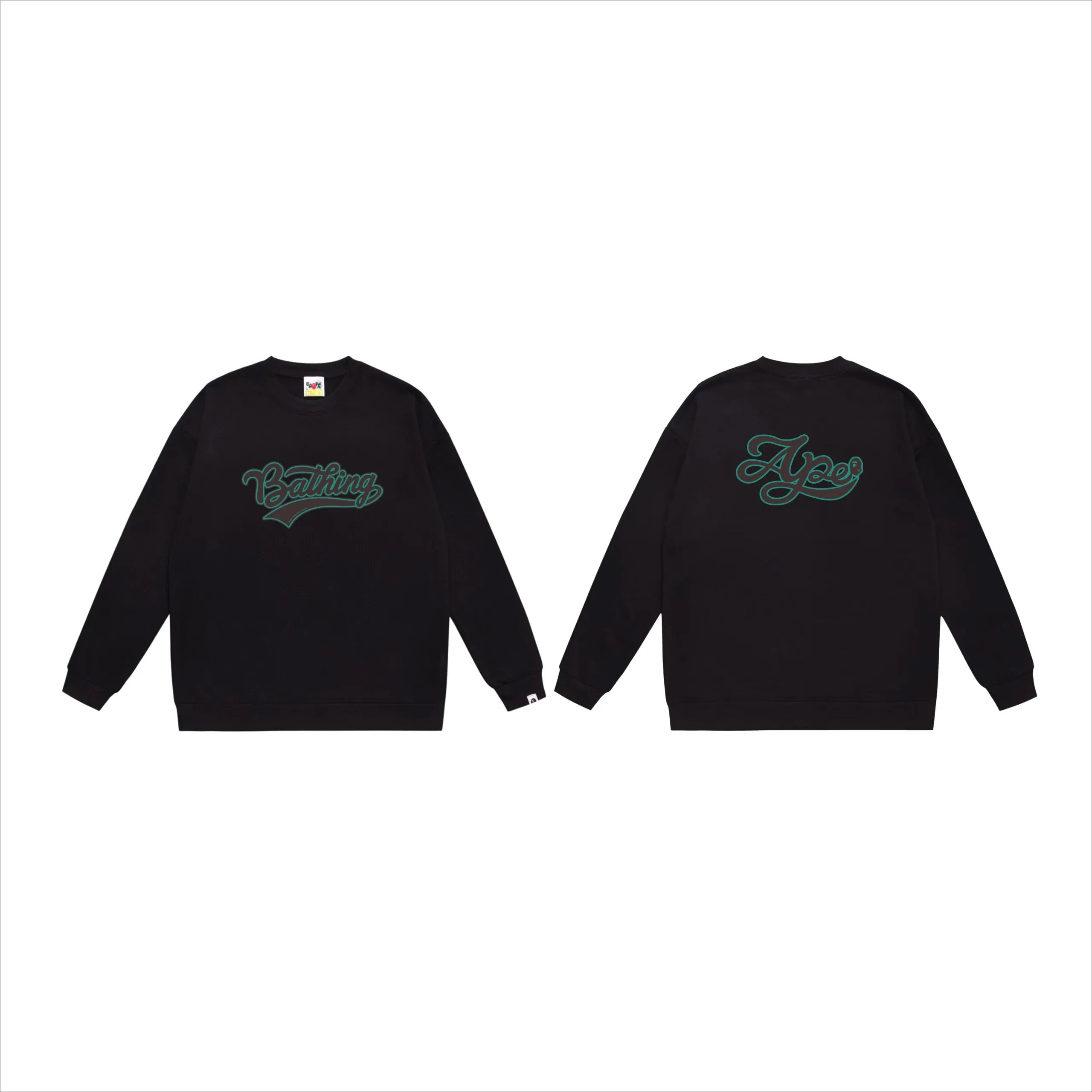 A Bathing Ape Script Logo Crewneck Sweatshirt Gray Hoodie - 6
