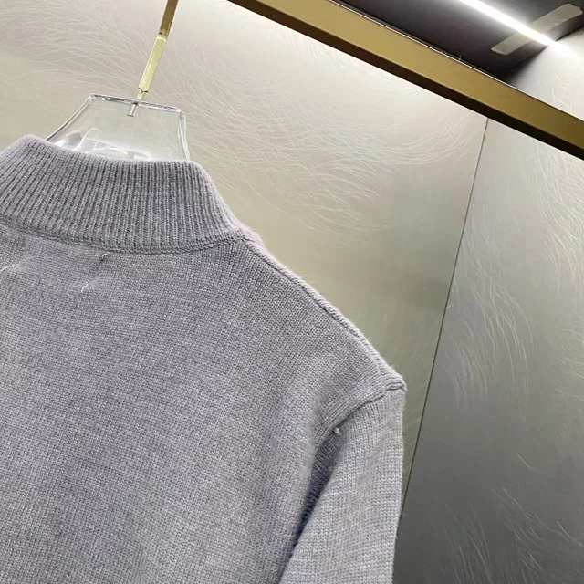 Unbranded Knitwear DX 219-1 Full-Zip Mock-Neck Striped-Sleeve Cardigan product detail image 11
