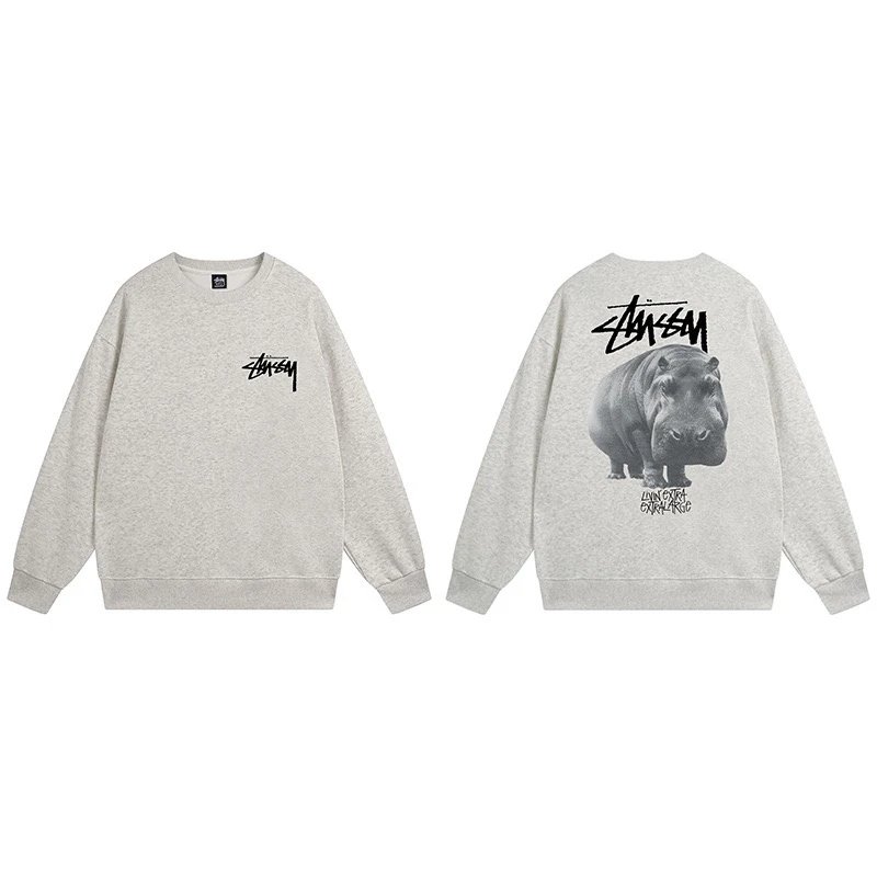 Stussy Hippo Crewneck Sweatshirt Ash Grey