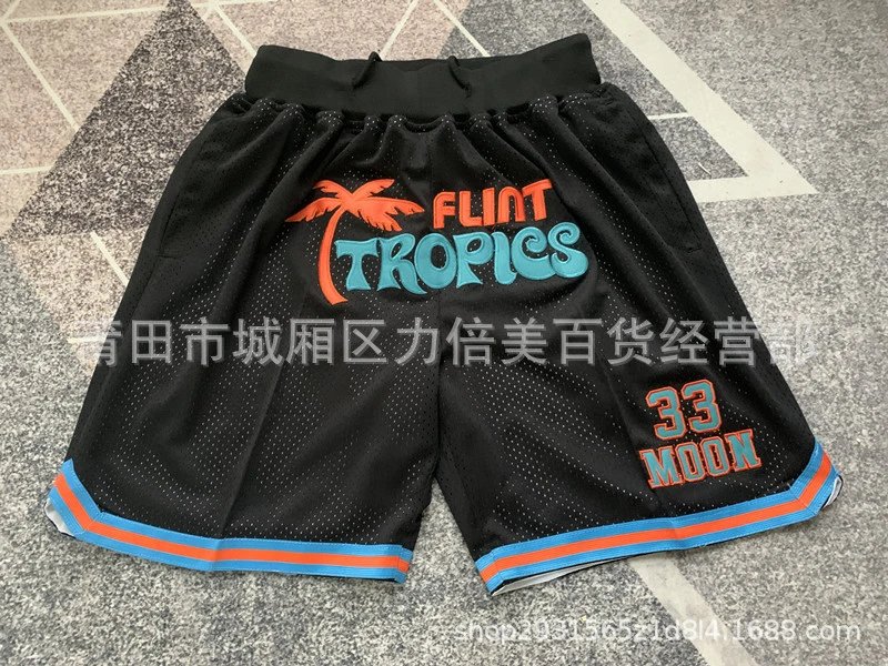 Flint Tropics Moon #33 Semi-Pro Basketball Shorts Black