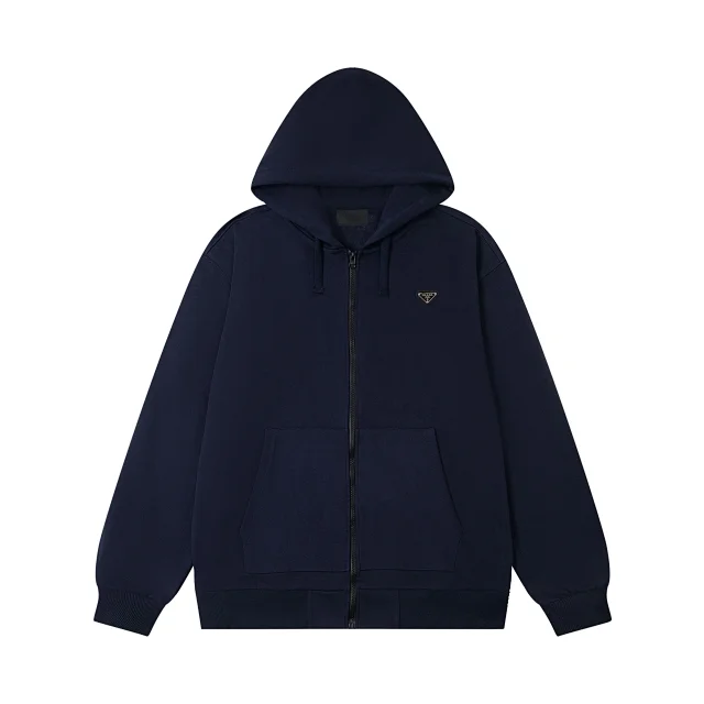 Prada Hoodies & Sweatshirts Triangle Logo Zip-Up Hoodie product detail image 2
