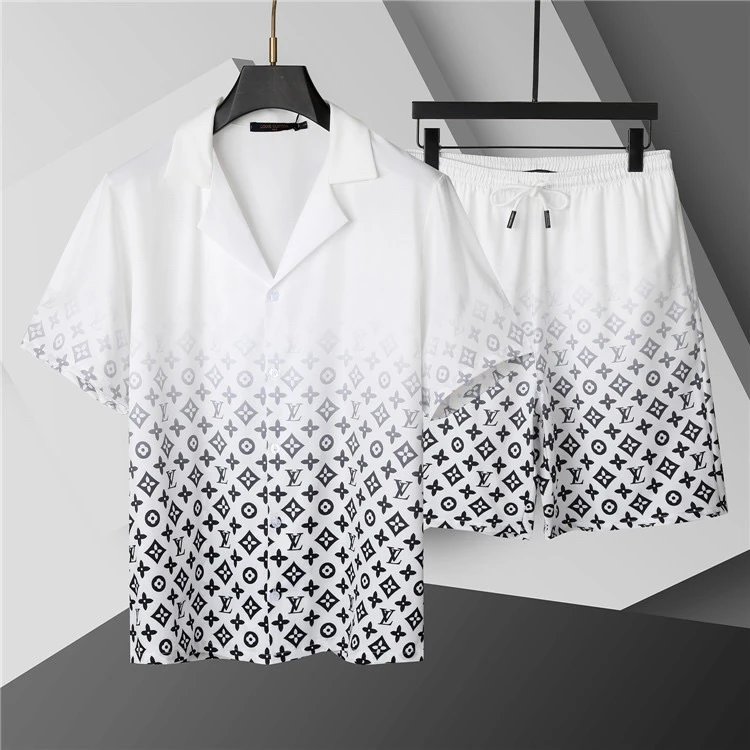 Louis Vuitton Gradient Monogram Shirt and Shorts Set White