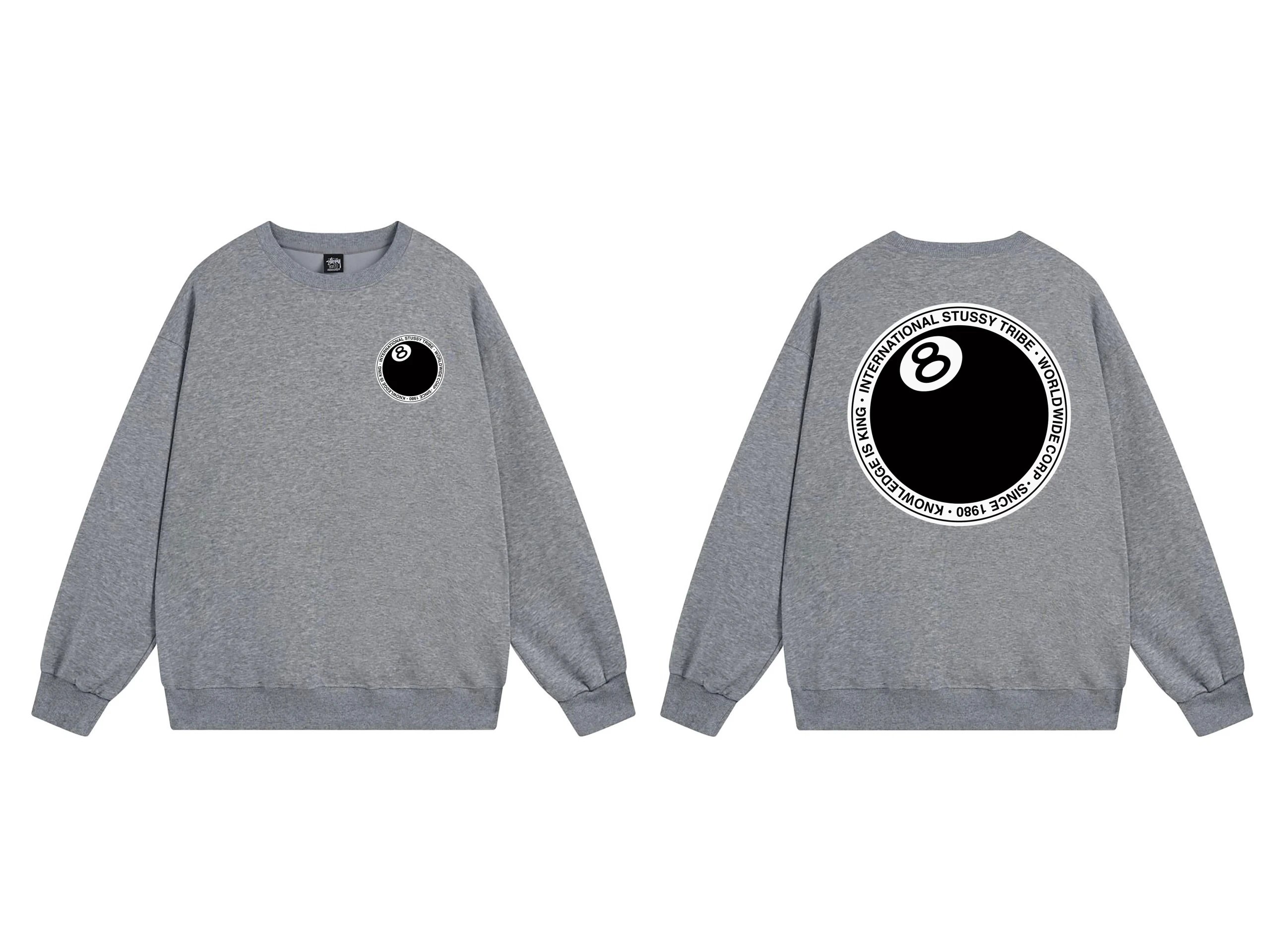 Stussy 8 Ball Crewneck Sweatshirt Grey