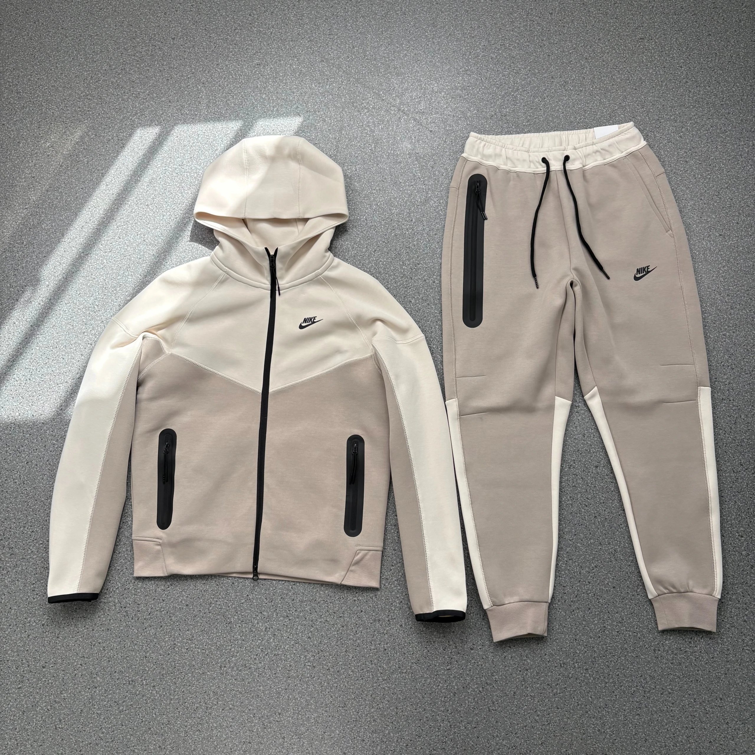 Light Khaki Color-Block Two-Piece Set