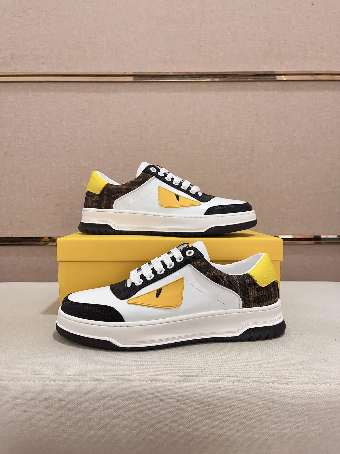 Fendi Sneakers White Black Yellow