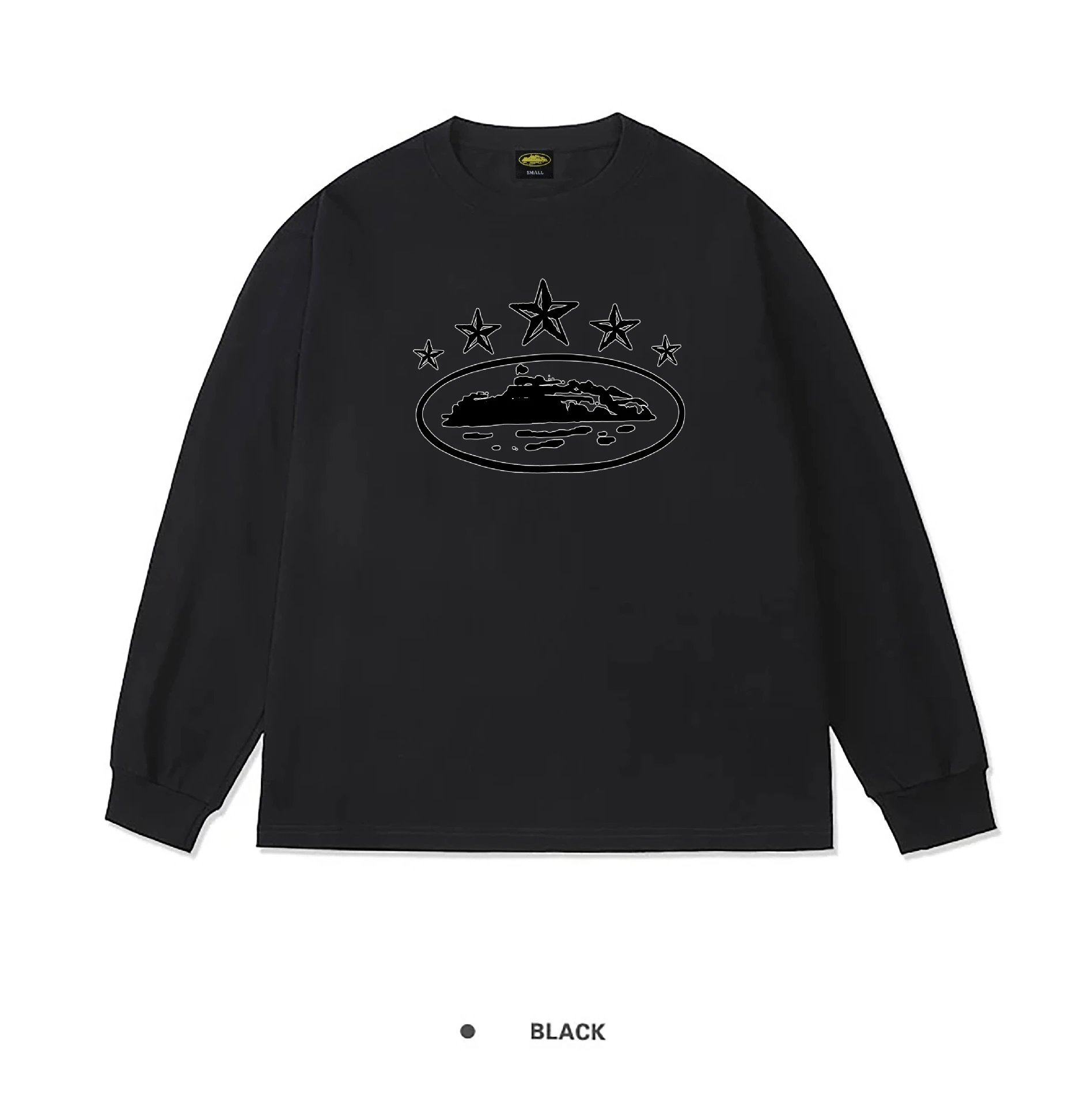 Corteiz Alcatraz 4-Star Outline Long Sleeve Black