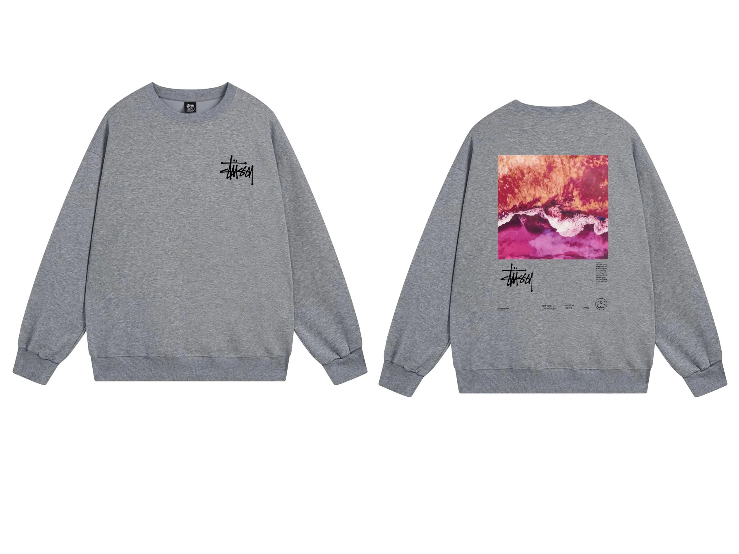 Stussy Graphic Print Sweatshirt Grey