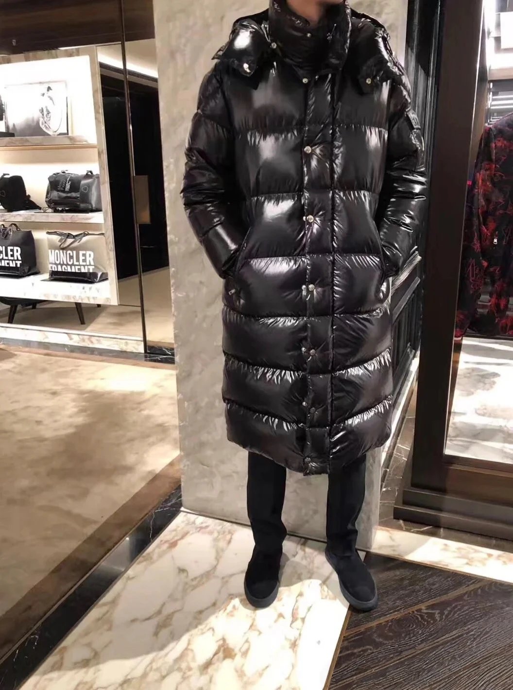 Moncler Maya Long Black Glossy Down Jacket - 9