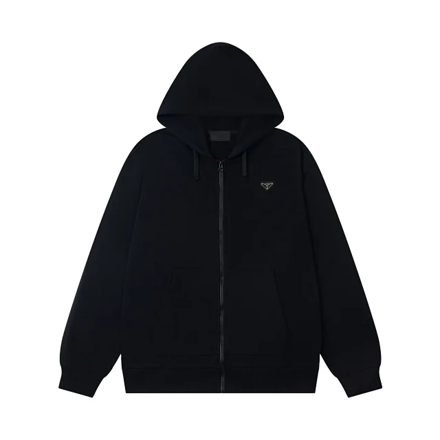 Prada Hoodies & Sweatshirts Triangle Logo Zip-Up Hoodie product detail image 3