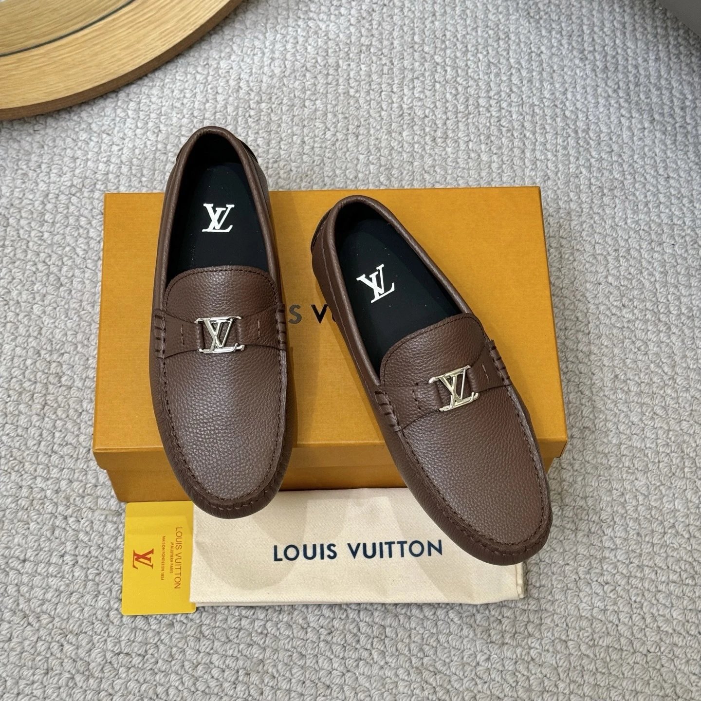 Louis Vuitton Hockenheim Moccasin Brown Silver LV