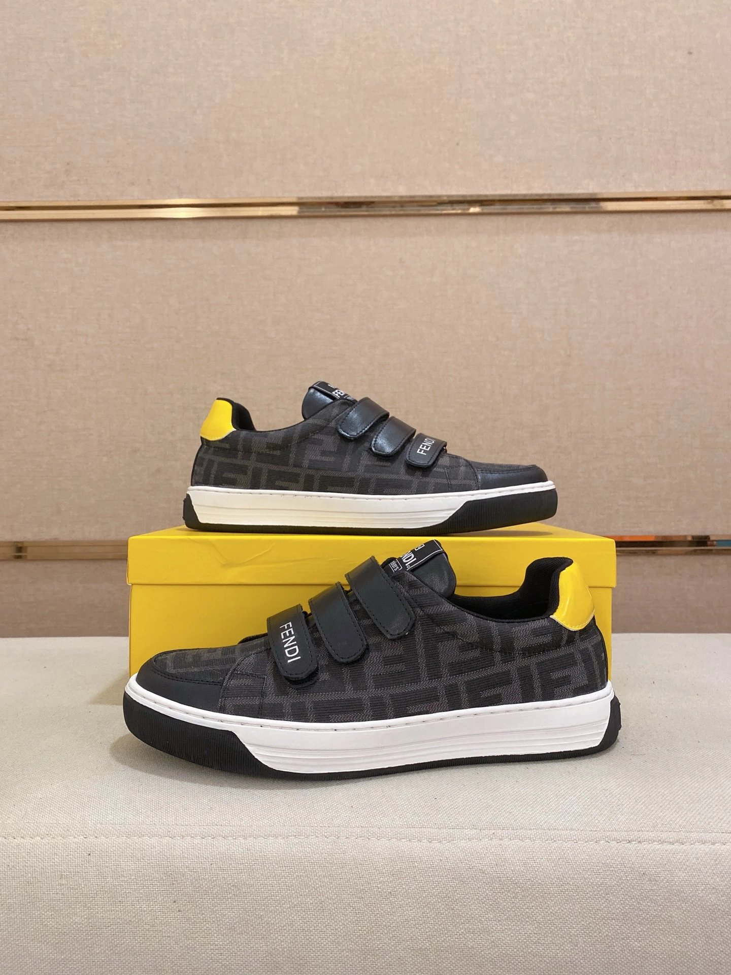 Fendi Match FF Velcro Sneaker Black Yellow
